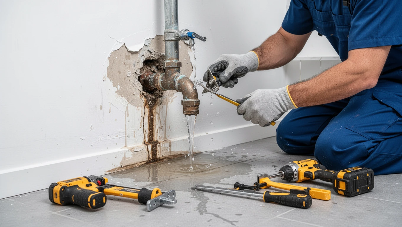 Leaking Pipe Water Damage Repair